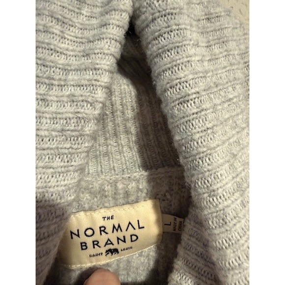 Normal Brand Gray Turtleneck Diamond Cable Knit Ribbed Sweater Heathered sz M - Picture 7 of 7